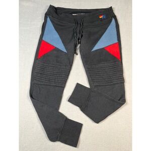 Aviator Nation Jagger Small Black Geometric Patch Moto Sweatpants